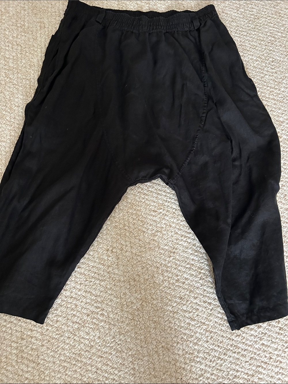 Nicholas K Black 100% Linen Relaxed Drop-Crotch Pants